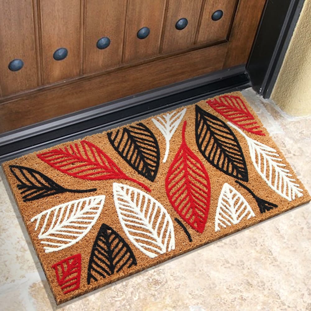 Tender Leaves - Natural coconut multicolored door mat