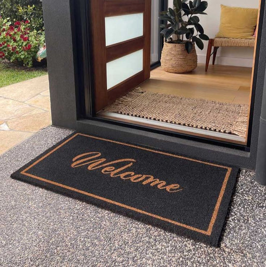 Black Wish Premium - Rubber backed coconut fiber stylish door mat