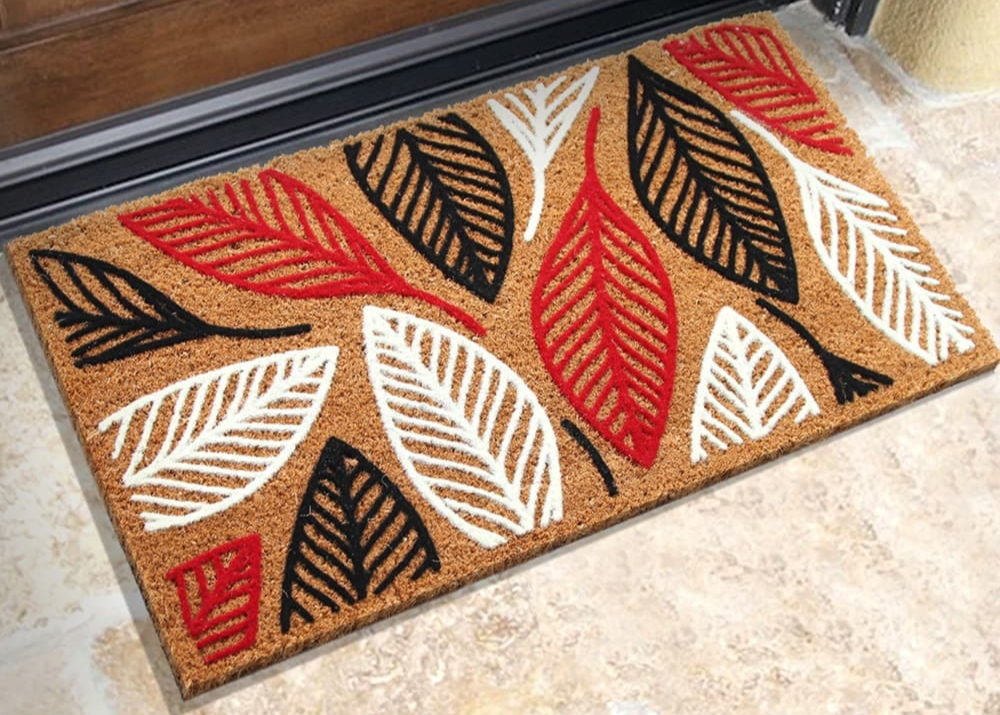 Tender Leaves - Natural coconut multicolored door mat