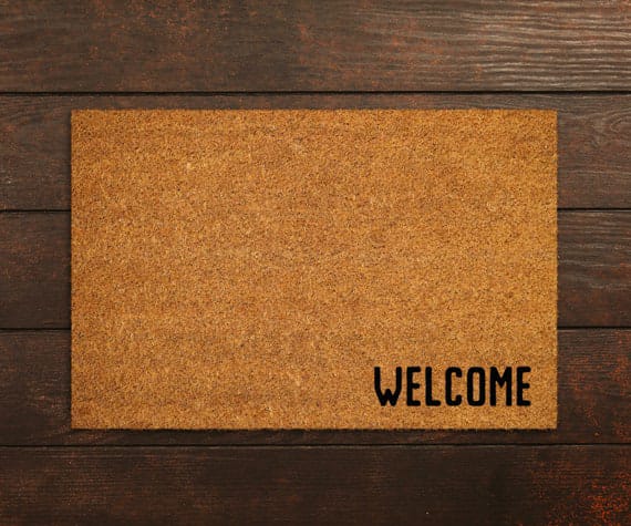 Cute simple natural fiber rubber backed door mat