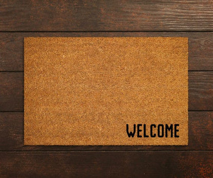 Cute simple natural fiber rubber backed door mat