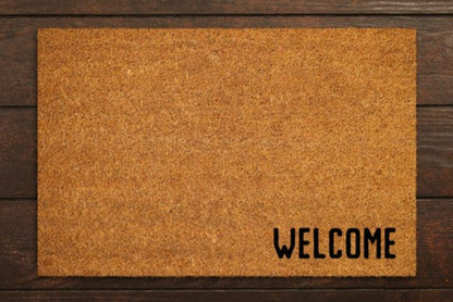 Cute simple natural fiber rubber backed door mat