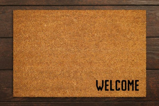 Cute simple natural fiber rubber backed door mat
