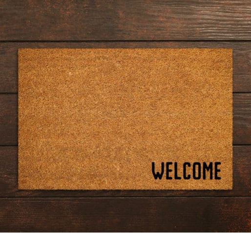 Cute simple natural fiber rubber backed door mat